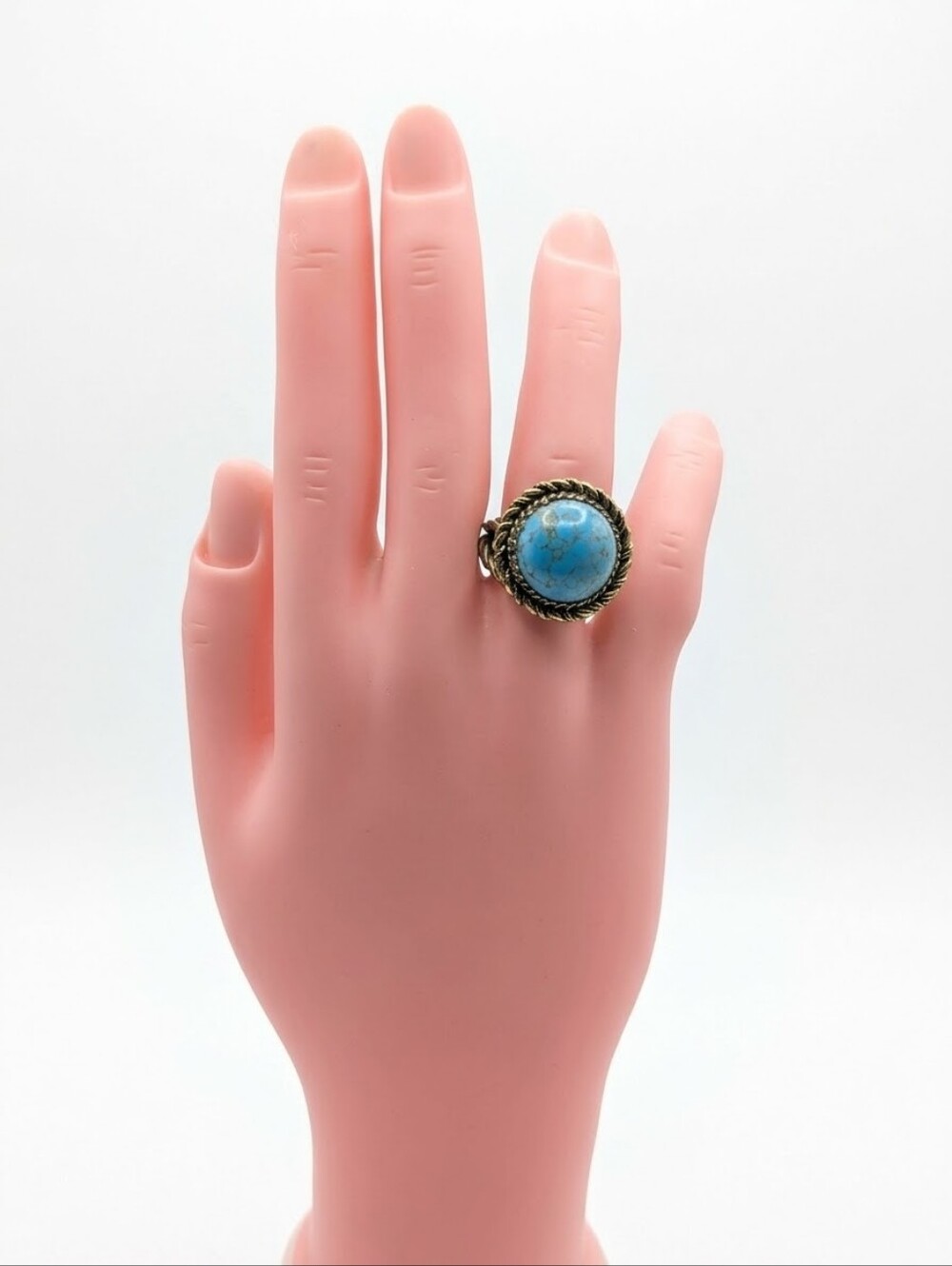 Turquoise And Brass Twist Ring